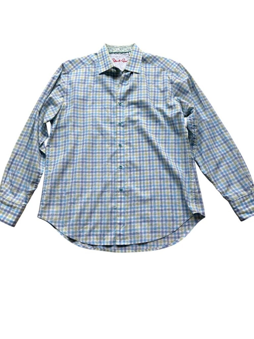 Robert Graham Size M Blue & Green Check Classic Fit Long Sleeve Button-Up Shirt